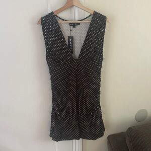 Motel Rocks Luscian Plunge Dress Micro Polka